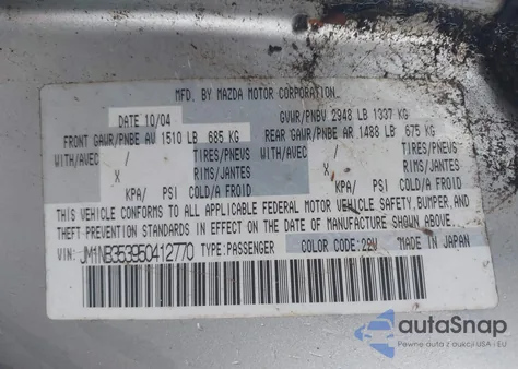 2005 Mazda Mx-5 Miata Cloth из США, поврежденный, VIN JM1NB353950412770